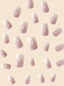 使用24入組長方形漸變法式假指甲和1入組指甲銼和1張膠帶打造迷人魅力 - 彩色 - 查看 6