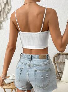 SHEIN Frenchy Áo khoác và áo lót dành cho xe tăng nữ Gân đan màu trơn Giải trí - trắng - Xem 2