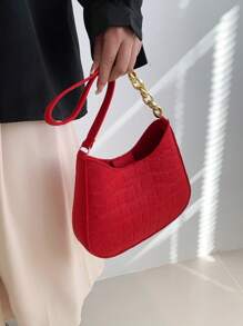 鱷魚壓紋流浪包螢光紅前衛毛氈