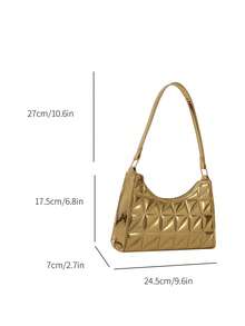 Quilted Bag Zipper Metallic Funky Pu - Gold - View 3