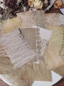 20張/包花鏤空材料紙用於DIY工藝複古多用途裝飾牛皮紙手帳 - 彩色 - 查看 1