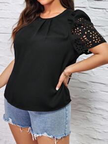 SHEIN Clasi 大碼鏤空泡泡袖襯衫