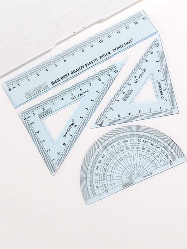 4pcs/set Clear Ruler Set, Simple Multipurpose Ruler For Student