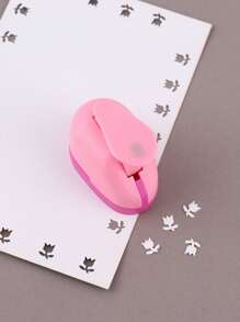 1 pieza Dispositivo de grabación en relieve con diseño de flor mini realce creativo portátil para DIY cortando papel - Rosa - Ver 2