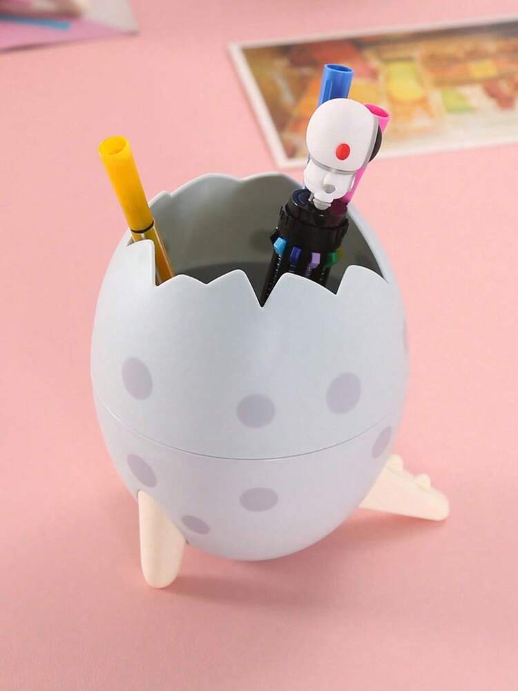 1pc Egg Shaped Pen Holder, Creative Multi-purpose Stationery Storage Box For Office, Student Stationery Storage
