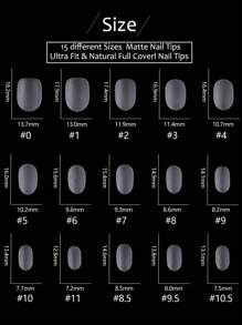 FULL BEAUTY Elevate Your Style With 300pcs Short Oval Clear Matte Frosted Full Cover Fake Nail With Storage Box Press On Nails Nail Supplies - Clear - View 2