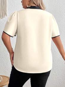 Celure Blusa unido en contraste de cuello con cordón manga tulipán