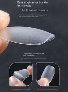 FULL BEAUTY Elevate Your Style With 300pcs Short Oval Clear Matte Frosted Full Cover Fake Nail With Storage Box Press On Nails Nail Supplies - Clear - View 7