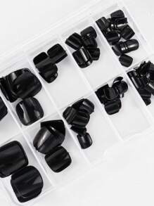 120 chiếc móng chân giả hình vuông ngắn - màu đen - Xem 2