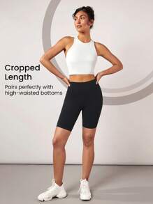 GLOWMODE Ribbed Racerback Reflect Cropped Sports Bra Tank Top Low Impact Yoga Daily - White - View 3