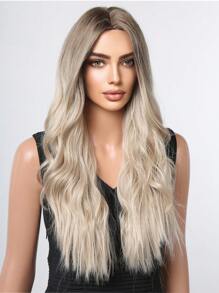 Tóc giả nữ dài gợn sóng tổng hợp màu nâu ombre tóc giả màu vàng phần giữa cosplay tiệc tóc giả chịu nhiệt - Ombre - Xem 5