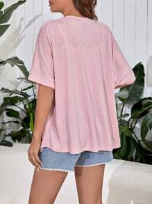 SHEIN LUNE Kimono unicolor con parte delantera abierta - Rosa Pálido - Ver 2