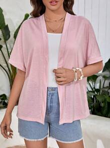 SHEIN LUNE Kimono unicolor con parte delantera abierta - Rosa Pálido - Ver 6