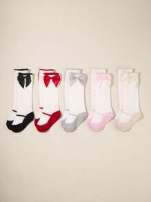 5 đôi Vớ trang trí nơ cho bé trên đầu gối - Nhiều màu - Xem 1