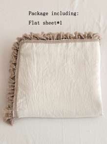 1入組素色流蘇裝飾床單現代家居床單 - 白色 - 查看 8
