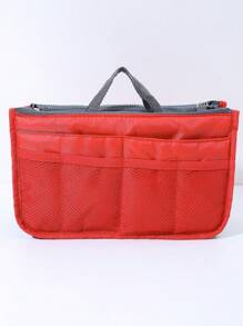收納包、手提包收納包 - 13個口袋、防水尼龍,適用於彩妝旅行小袋,可摺疊收納,多功能收納包 - 紅色 - 查看 3
