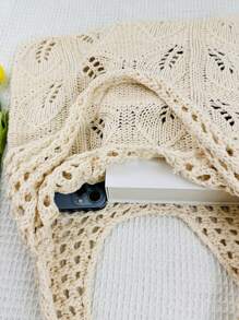 Túi móc nhỏ có tay cầm đôi rỗng cho kỳ nghỉ - Màu be - Xem 7