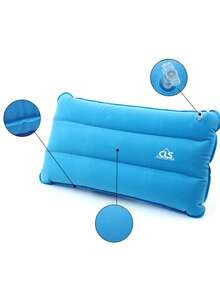 1pc Portable Letter Graphic Foldable Outdoor Travel Sleep Pillow - Baby Blue - View 2