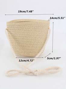 Mini Straw Crossbody Bag For Women Vacation - Beige - View 6