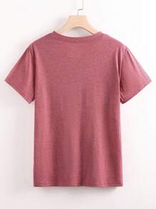 SHEIN LUNE Cartoon Graphic Tee - Pink - View 2