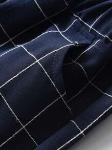 小男童格紋印花紐扣細節短褲