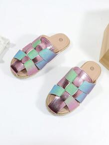 Girls Color Block Criss Cross Fashionable Slippers For Home - Multicolor - View 4