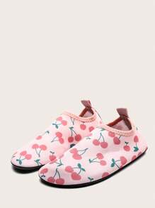 女孩櫻桃圖案一腳蹬滌綸透氣時尚水襪適用於海灘 - 粉色 - 查看 2