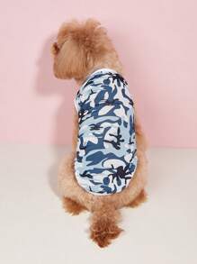 1入組迷彩圖案寵物背心適用於貓和狗狗適合夏天 - 藍色 - 查看 3
