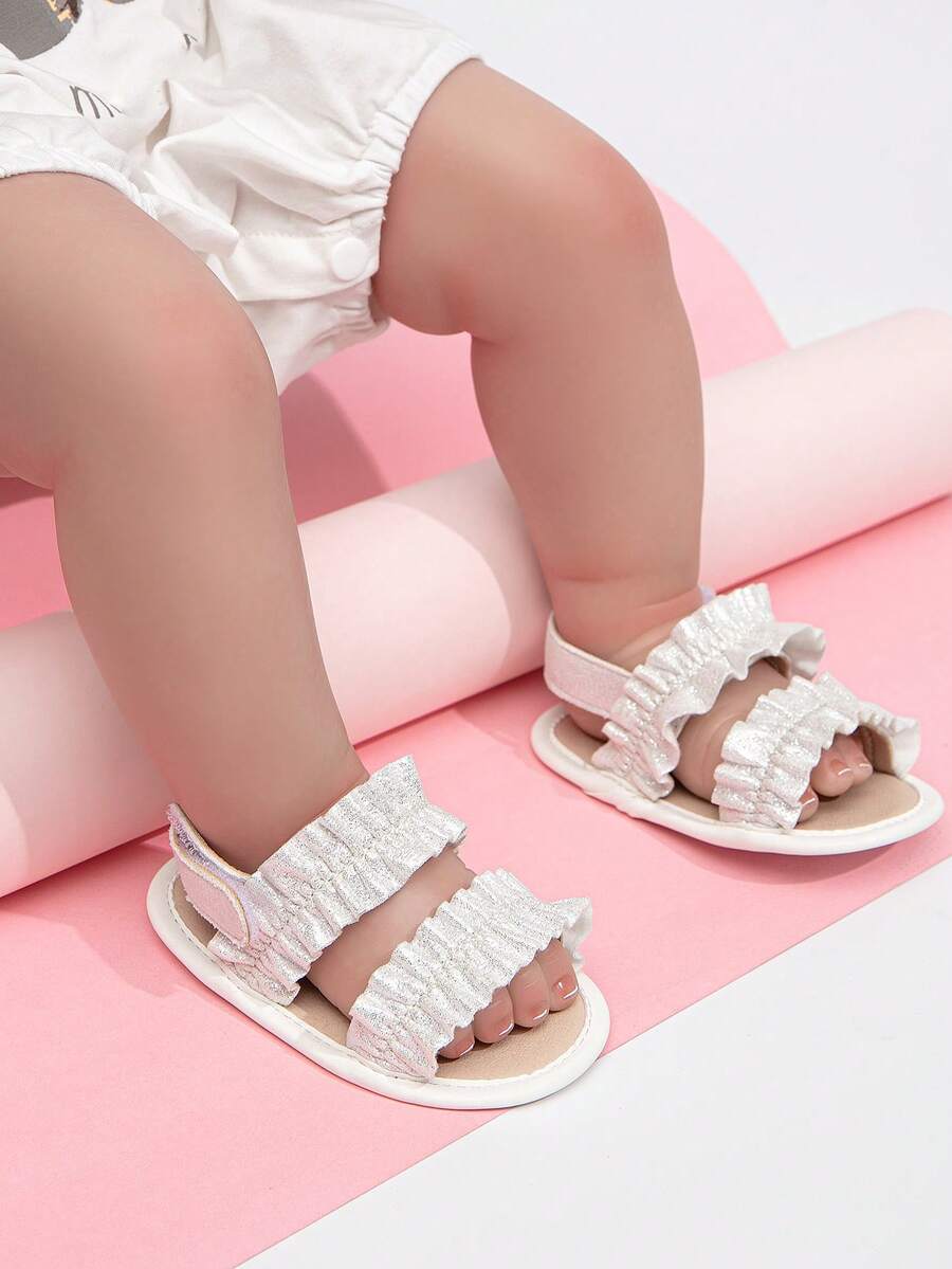 Xăng đan đế bằng có dây đeo mắt cá chân bằng kim loại cho bé gái cho mùa hè - Bạc - Xem 1