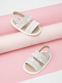 Xăng đan đế bằng có dây đeo mắt cá chân bằng kim loại cho bé gái cho mùa hè - Bạc - Xem 3