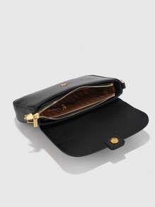YP Small Flap Square Bag Minimalist Black PU - Black - View 4