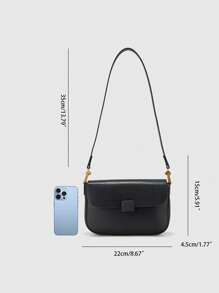 YP Small Flap Square Bag Minimalist Black PU - Black - View 6