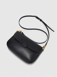 YP Small Flap Square Bag Minimalist Black PU - Black - View 5
