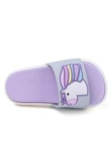 Chicas Zapatillas con patrón de unicornio de punta abierta para verano - Morado - Ver 5