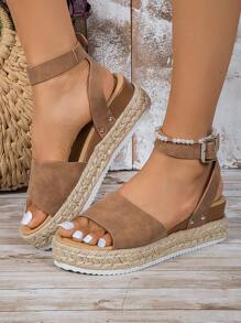 Women Minimalist Espadrille Flatform Ankle Strap Sandals, Vacation Summer Sandals