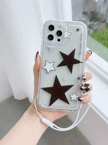 星星圖案防摔手機殼附帶繩子 - 無色 - 查看 1