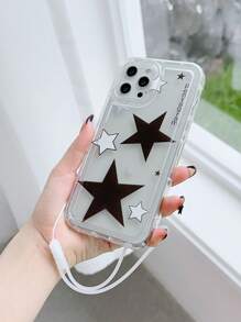 星星圖案防摔手機殼附帶繩子 - 無色 - 查看 2