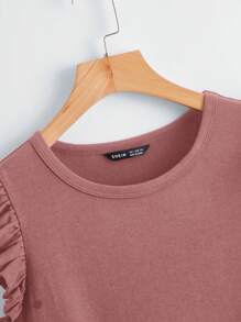 SHEIN Clasi Ruffle Armhole Solid Dress - Dusty Pink - View 4