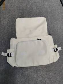 時尚防水尼龍單肩包女性休閒斜挎包中性大容量郵差包 - 白色 - 查看 3