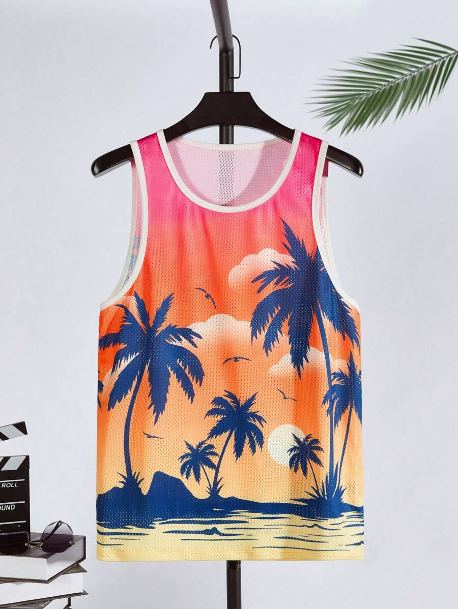 Manfinity RebelGame Men Tropical Print Tank Top - Multicolor - View 1
