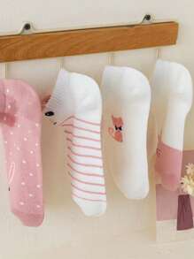 5對兒童貓印花短襪適合夏天 - 彩色 - 查看 5