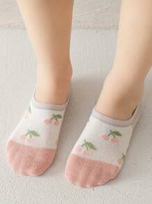 5雙女孩兔子和花朵圖案織物船襪適用於日常生活 - 彩色 - 查看 6