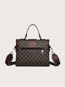 Túi nắp vuông nhỏ Thiết kế khóa hoa văn hình học - Nhiều màu - Xem 6