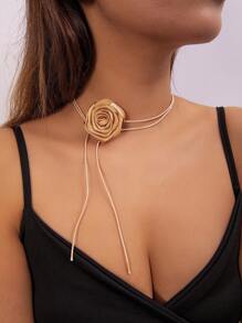 1pc Fashionable Flower Decor Choker For Women For Party - Champagne - View 1