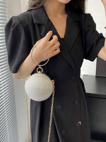 Mini Vòng Tròn Lấp Lánh Túi Rhinestone Trang Trí Tay Cầm Vòng Trên, Ví Cô Dâu Hoàn Hảo Cho Đám Cưới, Vũ Hội & Sự Kiện Tiệc - Bạc - Xem 2