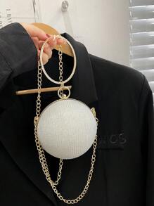 Mini Vòng Tròn Lấp Lánh Túi Rhinestone Trang Trí Tay Cầm Vòng Trên, Ví Cô Dâu Hoàn Hảo Cho Đám Cưới, Vũ Hội & Sự Kiện Tiệc - Bạc - Xem 4