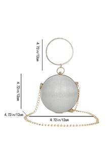 Mini Vòng Tròn Lấp Lánh Túi Rhinestone Trang Trí Tay Cầm Vòng Trên, Ví Cô Dâu Hoàn Hảo Cho Đám Cưới, Vũ Hội & Sự Kiện Tiệc - Bạc - Xem 7