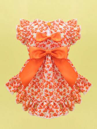 فستان كلب بطبعة زهور صغيرة، مناسب للكلاب الصغيرة والمتوسطة الحجم