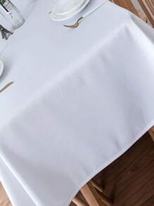 Solid Color Tablecloth, White Simple Polyester Table Cover For Home - White - View 4