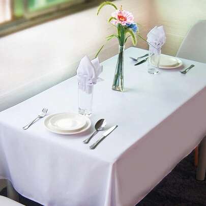 Khăn trải bàn màu trơn, khăn trải bàn nhà polyester đơn giản màu trắng